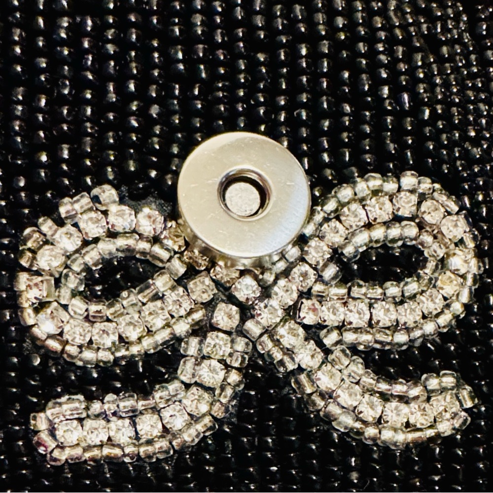 NWT From India To You Beaded Black & Silver Bow Shoulder Bag, Viral TikTok - Picture 4 of 8